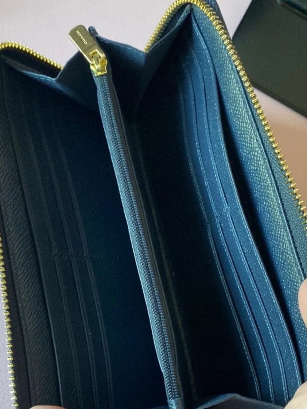 COACH Midnight Blue Leather Wallet.